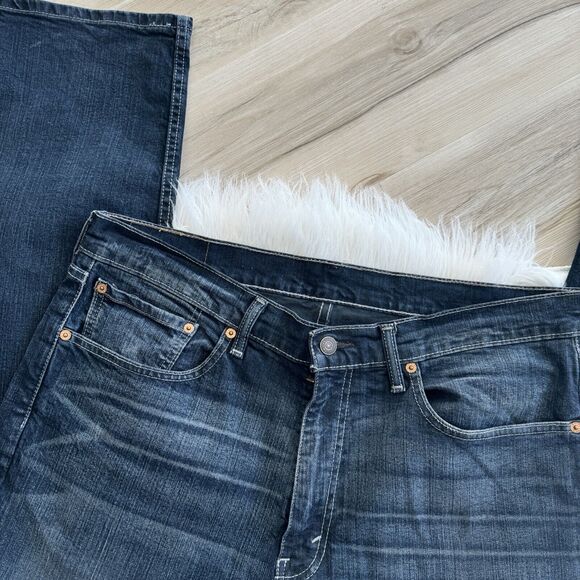 Mens Levi’s 505 Dark Wash Straight Leg Jeans 36x34 AS - Picture 2 of 5